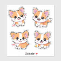 Beau Joueur Corgi Chien Cartoon Sticker Art