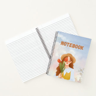Beau Journal avec Couverture de Fille à l'Aquarell