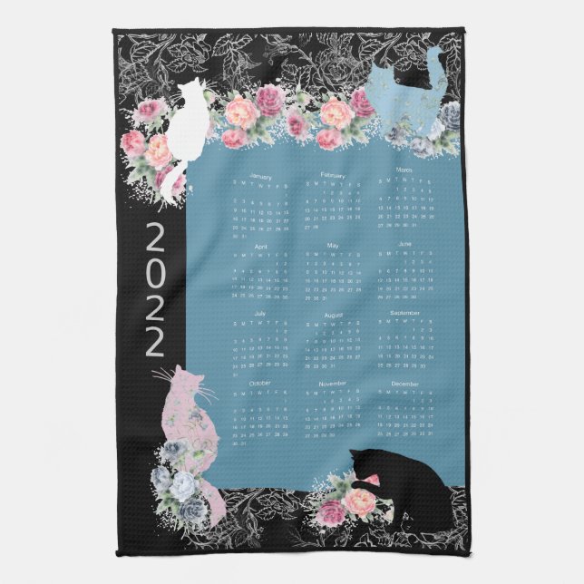 Beau Kitty Rose Garden 2022 Calendrier Serviette (Vertical)