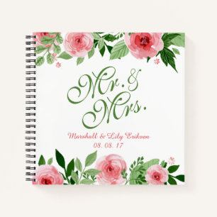 Beau livre d'or Mariage Floral Personnalisé