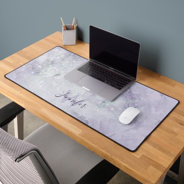 Beau marbre violet et Parties scintillant Monogram (Bureau 2)