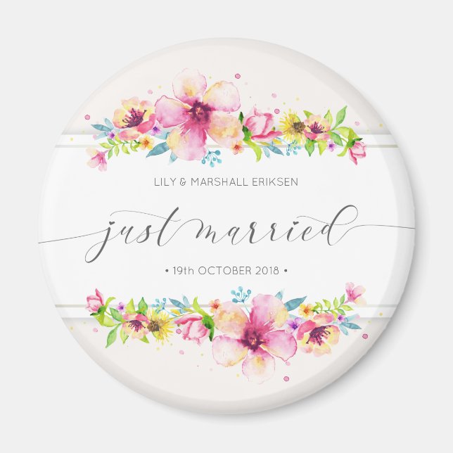 Beau Mariage juste marié | Aimant de réfrigérateur (Devant)