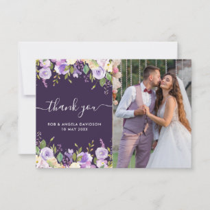 beau mariage photo à fleurs violettes merci