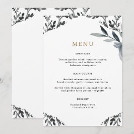 Beau menu Mariage de feuillage bleu