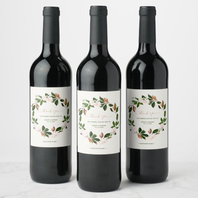 Beau Merci d'automne Étiquettes bouteille de vin (Bouteilles)