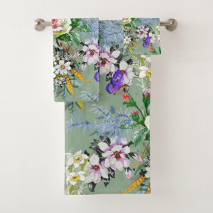 Beau motif floral Rose Fleur sauvage vert