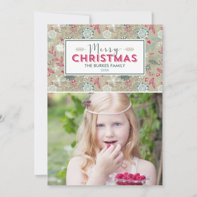 Beau Motif Noël Cartes photos de vacances (Devant)