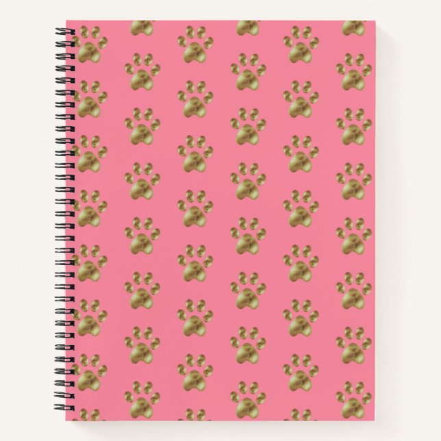 Beau Motif Paw sur Carnet rose (Devant)