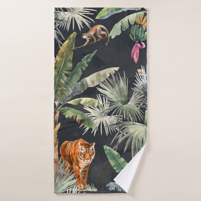 Beau motif transparent avec aquarelle tropica (Serviette de bain)