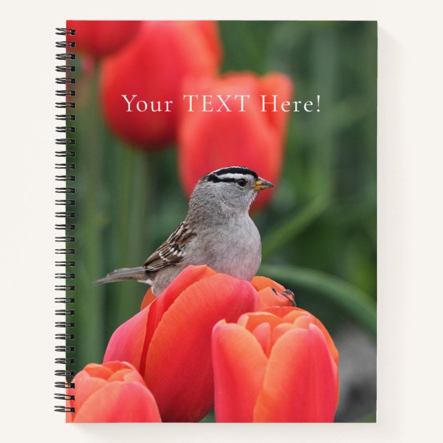 Beau oiseau avec tulipes Carnet spiral (Devant)