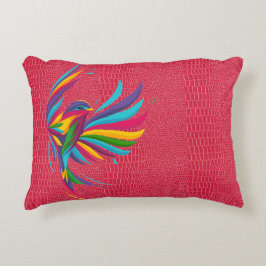 Beau Oiseau multicolore Avec Coussin Accent Rouge