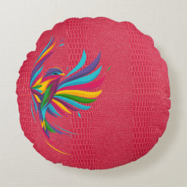 Beau Oiseau multicolore Avec Coussin Rond Rouge