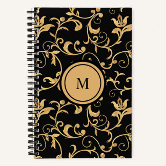 Beau or Noir Royal Damask Carnet Spiral