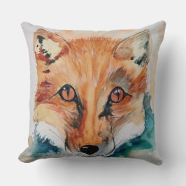 Beau oreiller aquarelle renard peint oreiller