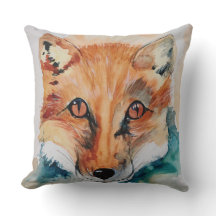 Beau oreiller aquarelle renard peint oreiller
