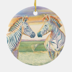 Beau ornement en céramique Zebra