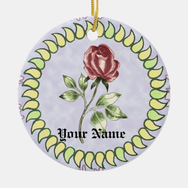 Beau ornement rose rouge (Devant)