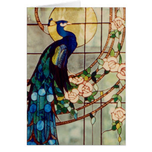 Beau paon en verre souillé