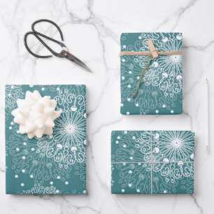 beau papier d'emballage avec des flocons de neige 