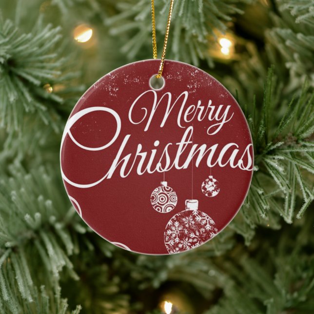 Beau papier peint rouge avec décorations de Noël (Arbre)