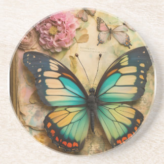 Beau papillon design Dessous de verre de grès