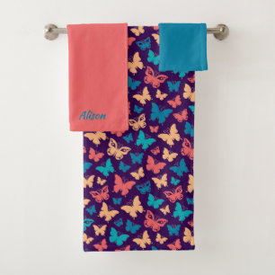 Beau papillon motif corail turquoise violet