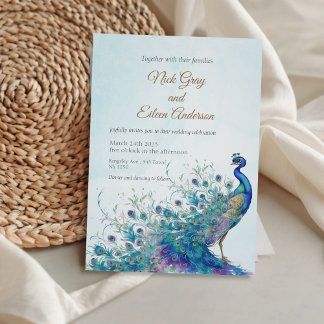Beau Peacock et Faire-part de mariage de plume