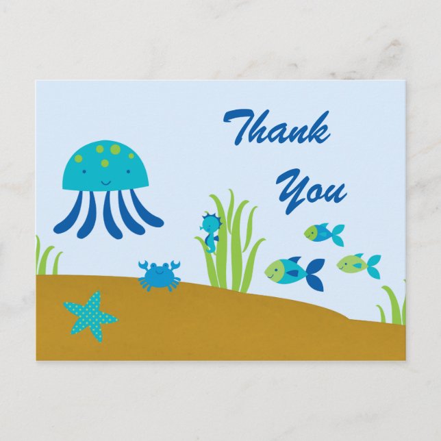 Beau plaisir sous la mer merci carte postale (Devant)
