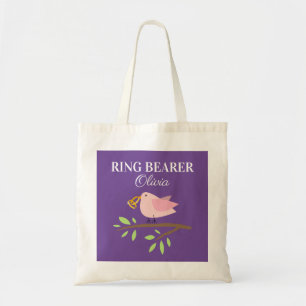 Beau porte-anneau mariage d'oiseau sac fourre-tout