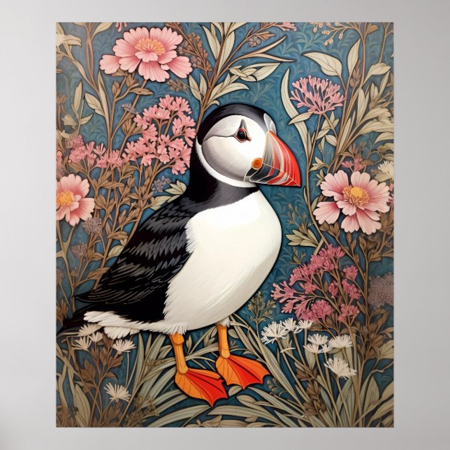 Beau Puffin William Morris Inspiré Poster (Devant)