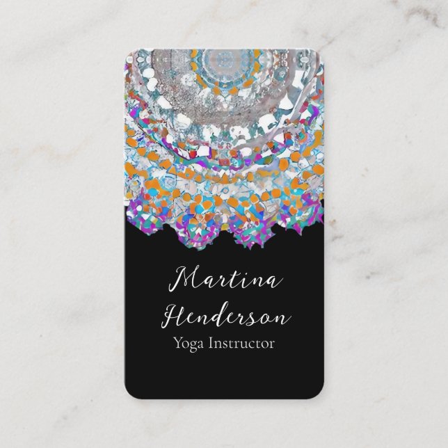 Beau Purple Mandala Yoga Carte de visite (Devant)