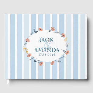 Beau Retro Bébé Bleu Mariage Livre d'or