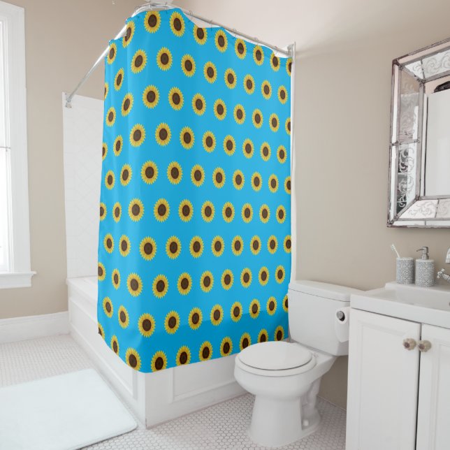 Beau rideau de douche tournesol été (En situation)