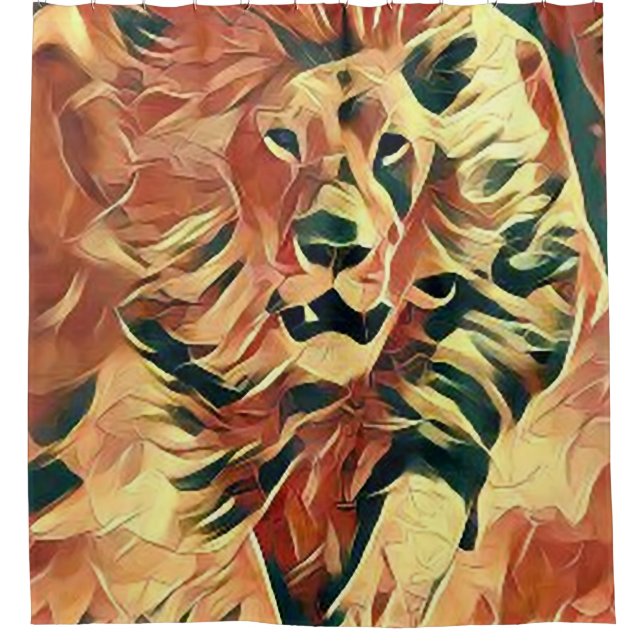 Beau rideau en douche d'art de lion (Devant)