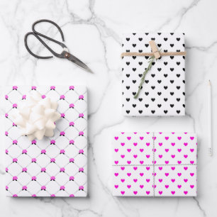 Beau Rose & Coeurs Envelopper les feuilles de papi