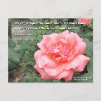 Beau Rose dans Carte postale Bloom avec citation L