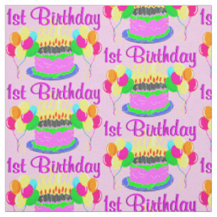 BEAU ROSE HEUREUX 1ER ANNIVERSAIRE TISSU