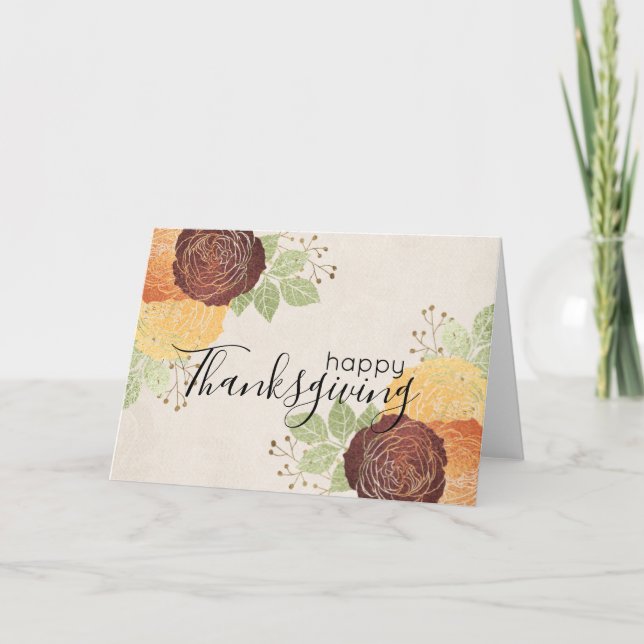 Beau Roses d'automne - Carte Bon thanksgiving (Devant)