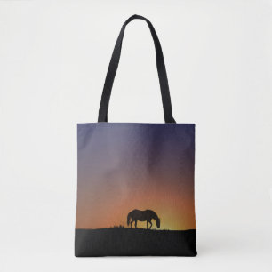 Beau Sac fourre-tout Cheval et lever du soleil