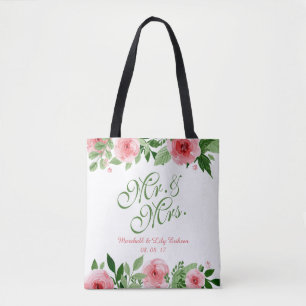 Beau Sac fourre-tout Floral Personnalisé Mariage