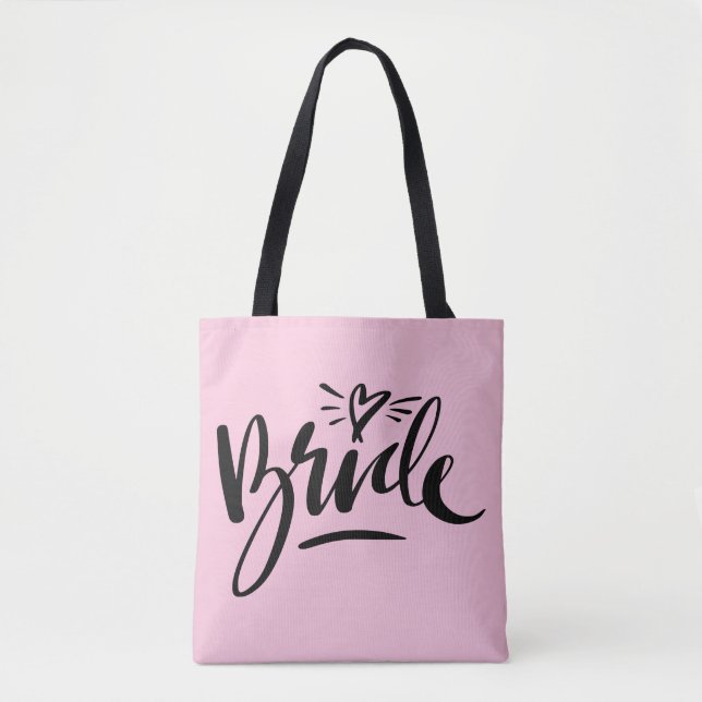 Beau sac fourre-tout mariage BRIDE lettré main (Devant)