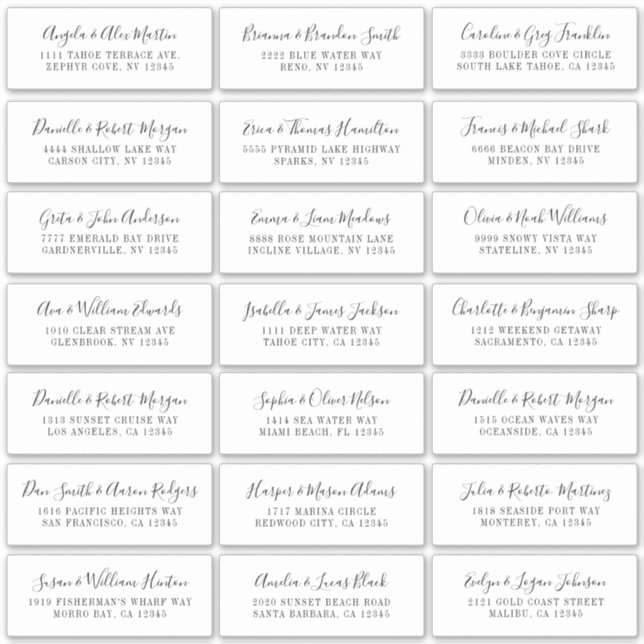 Beau Script Étiquettes de adresse individuels blan (Devant)