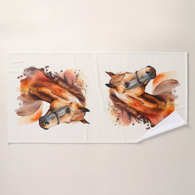 Beau Sorrel Horse Portrait (Serviette de bain)