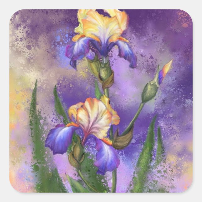 Beau Sticker Iris Fleurs Irises (Devant)