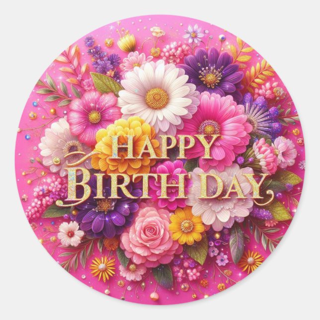Beau Sticker rose Anniversaire (Devant)