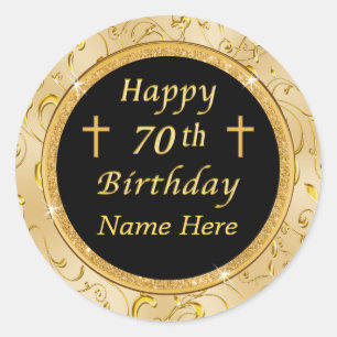 Beau Stickers Favor Personnalisé 70e Anniversaire