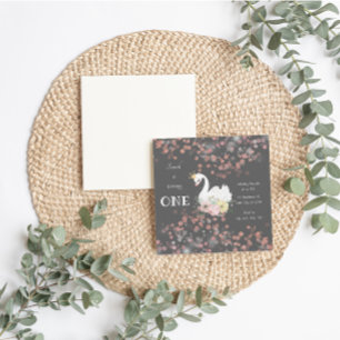Beau Swan Anniversaire Carte Invitation
