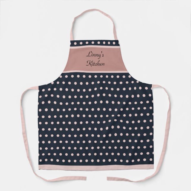 Beau tablier rose et noir Polka pointu (Recto)