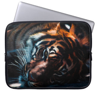 Beau tigre se trouvant sur son sac latéral