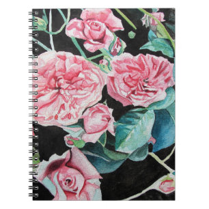 Beau vieux rose roses Carnet blanc
